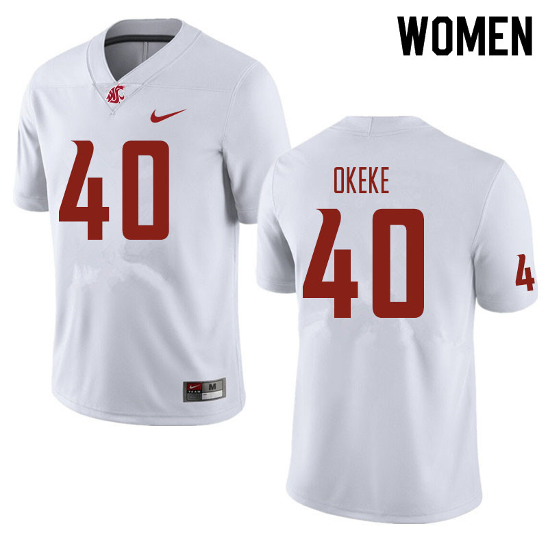 Women #40 Brandy Okeke Washington State Cougars Football Jerseys Sale-White